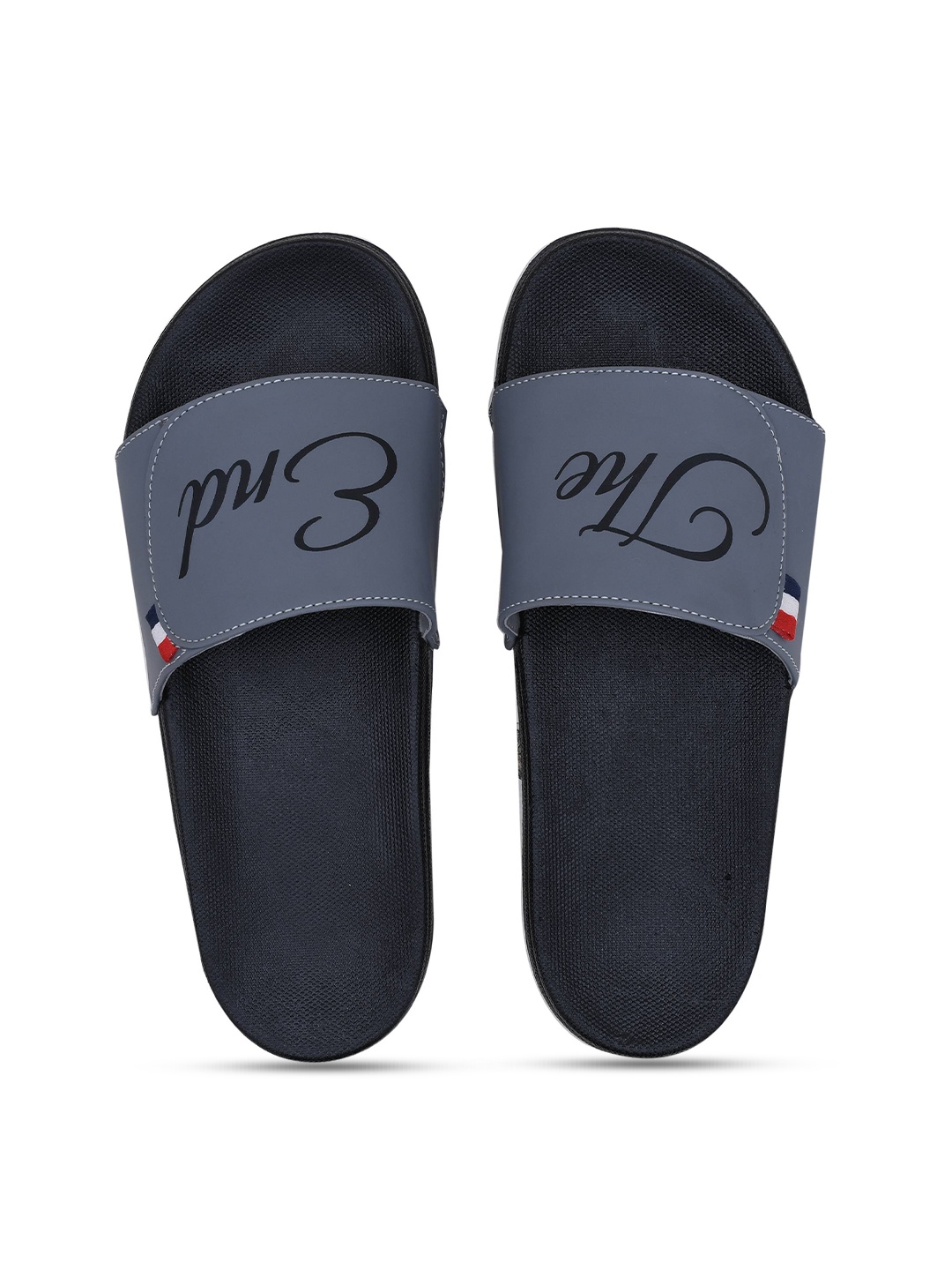 

CLOSHO Men Printed Sliders With Velcro Closure, Grey