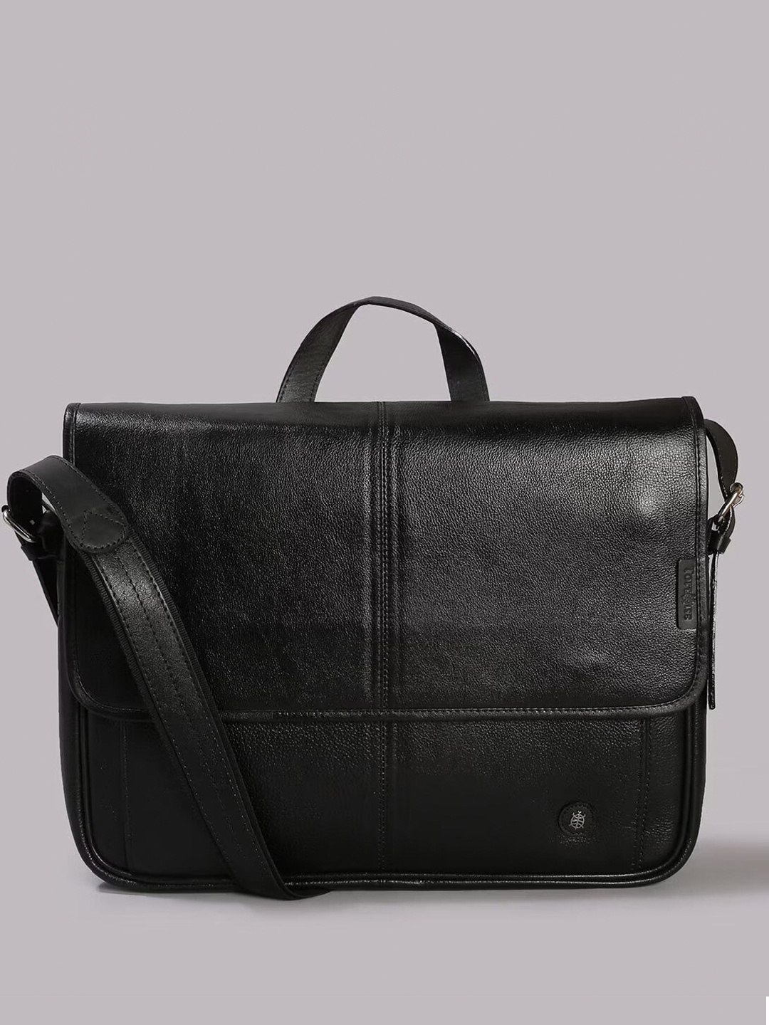 

Tortoise Unisex Textured Leather Laptop Bag Up to 15 inch Laptop Bag, Black