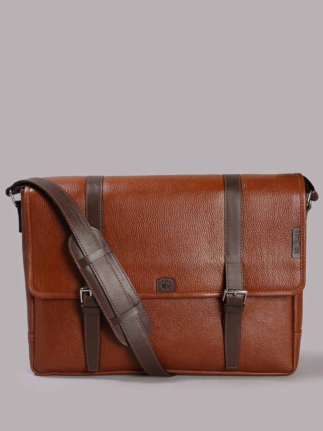 

Tortoise Unisex Textured Leather Laptop Bag Up to 15 inch Laptop Bag, Brown