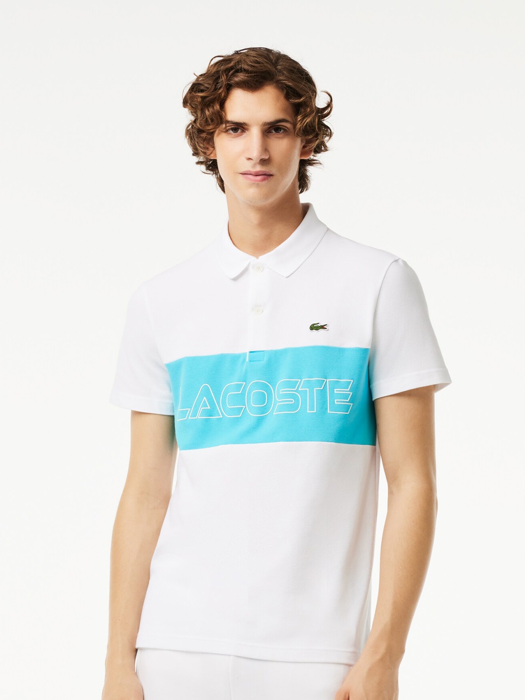 

Lacoste Typography Printed Polo Collar T-shirt, White