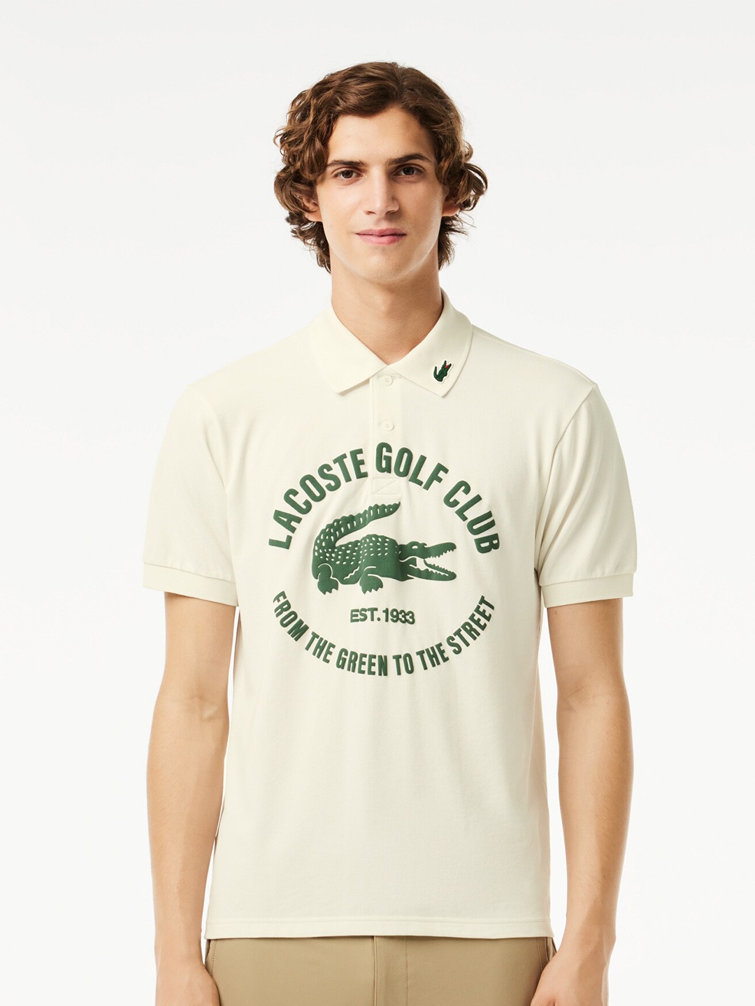 

Lacoste Typography Printed Polo Collar T-shirt, White