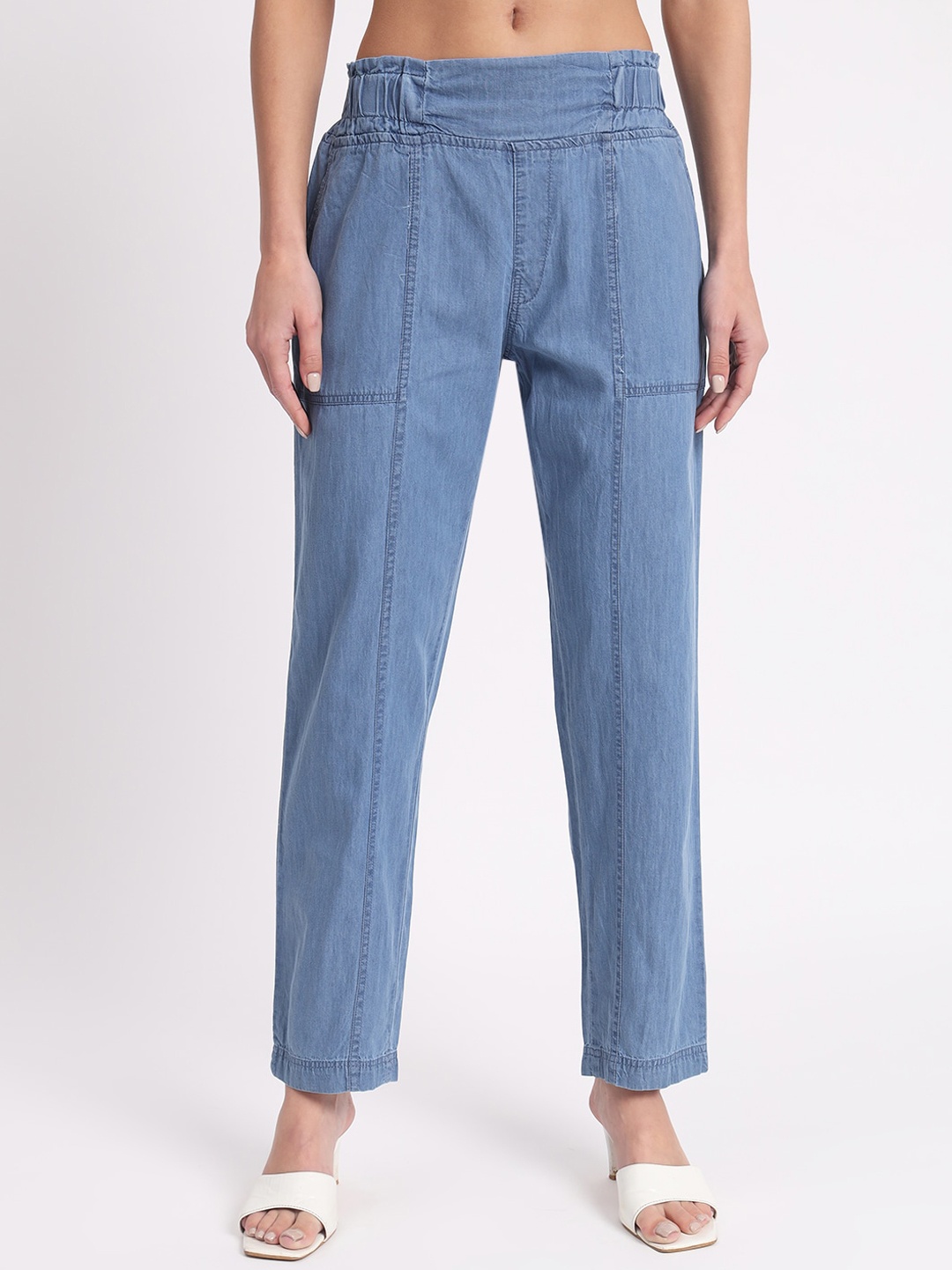

BAESD Women Relaxed Straight Leg Fit Denim Trouser, Blue