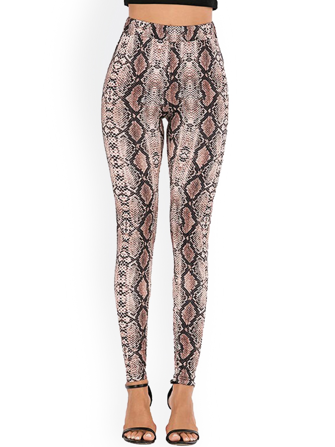 

StyleCast Beige Animal Printed Ankle-Length Leggings