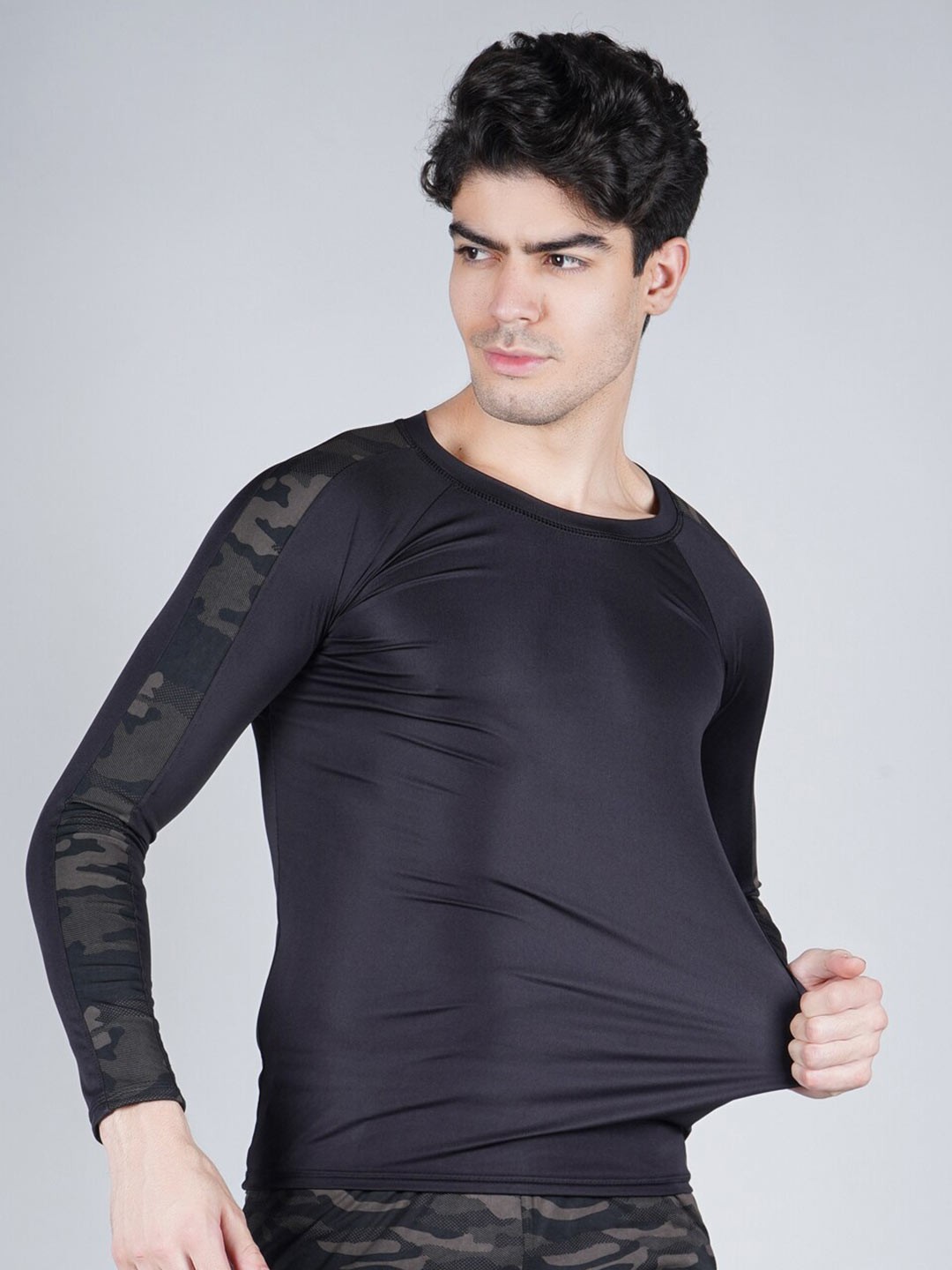 

NEVER LOSE Men Sea Green Compression T-shirt