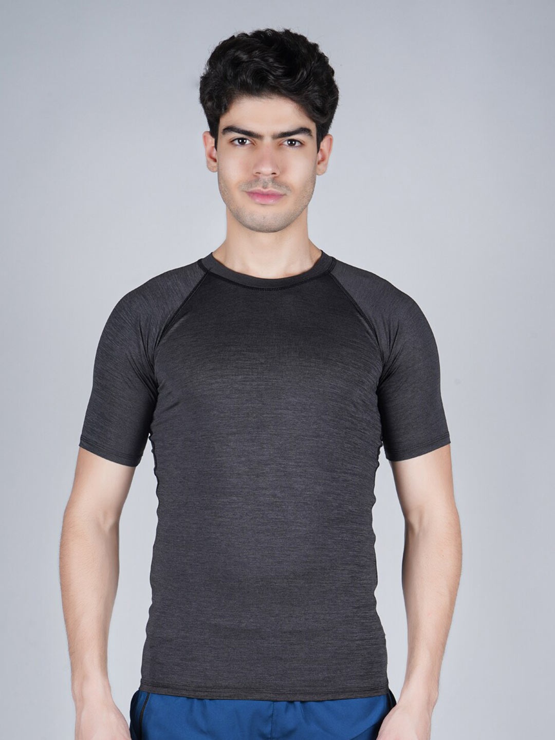 

NEVER LOSE Men Grey Compression T-shirt