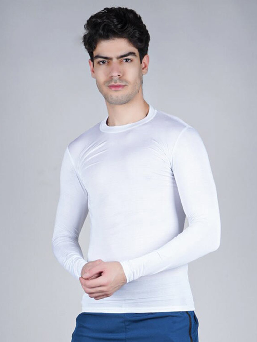 

NEVER LOSE Men White Compression T-shirt