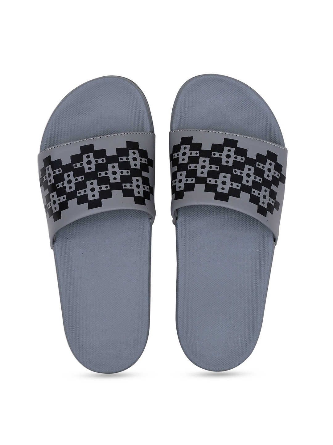 

CLOSHO Men Printed Sliders, Grey