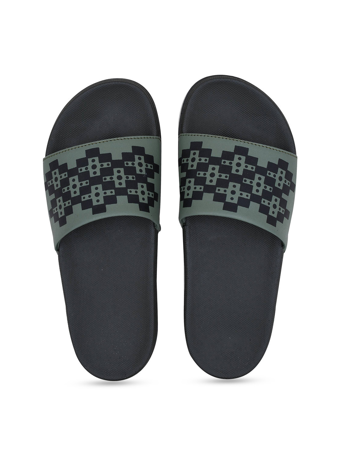 

CLOSHO Men Printed Sliders, Green