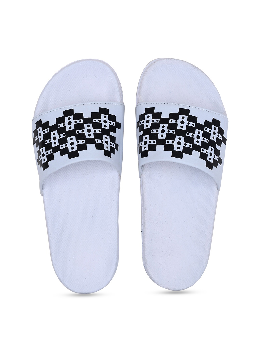

CLOSHO Men Printed Sliders, White