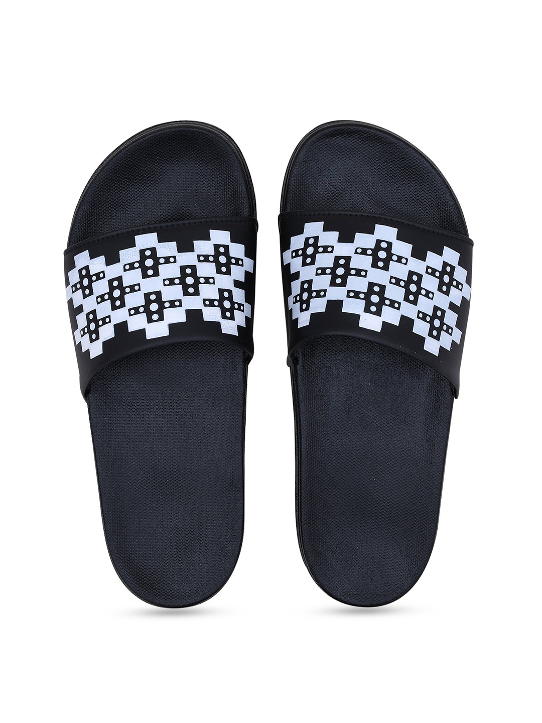 

CLOSHO Men Printed Sliders, Black