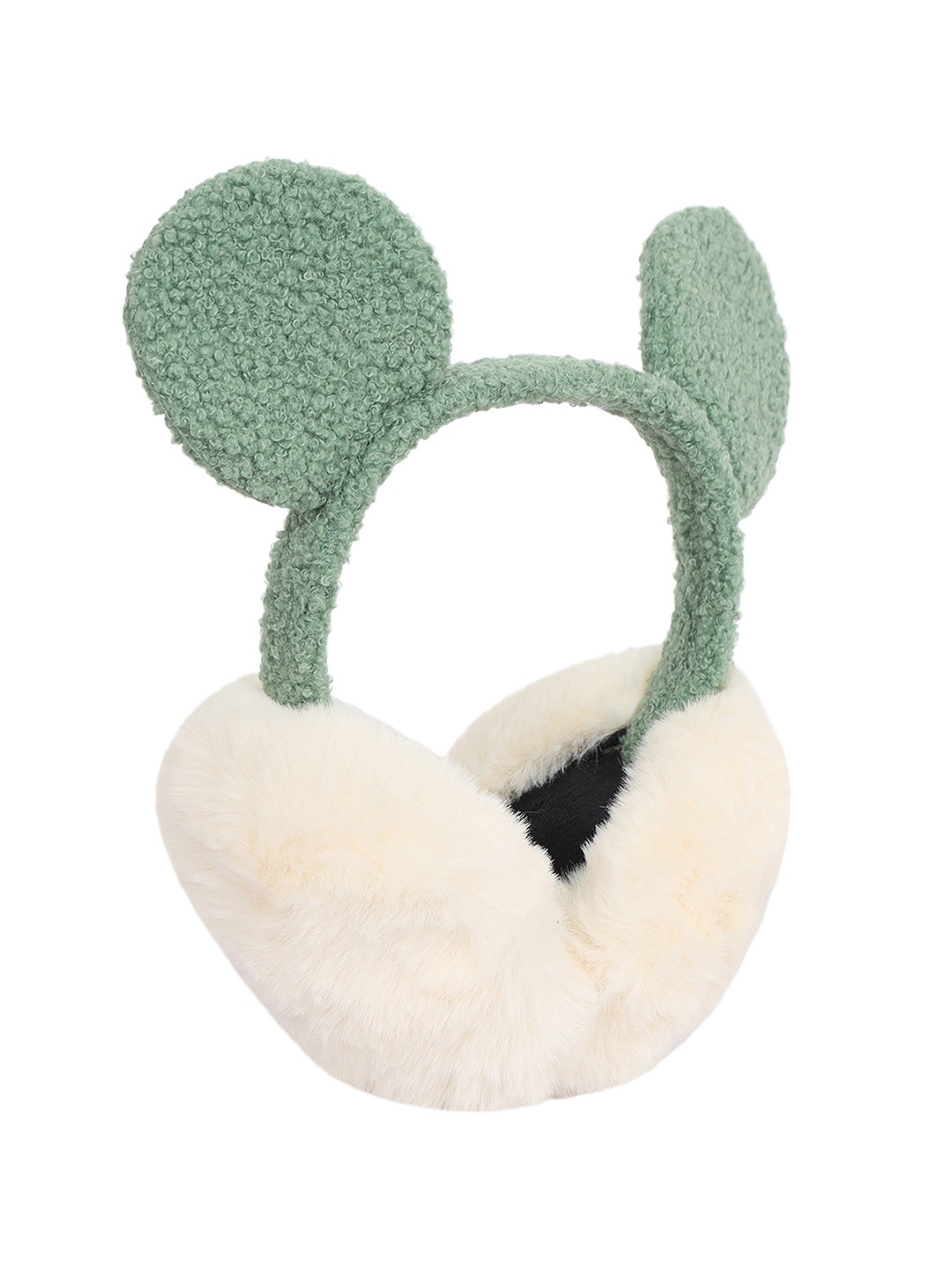 

FabSeasons Unisex Faux Fur Detail Foldable Outdoor Winter Ear Muffs, Green