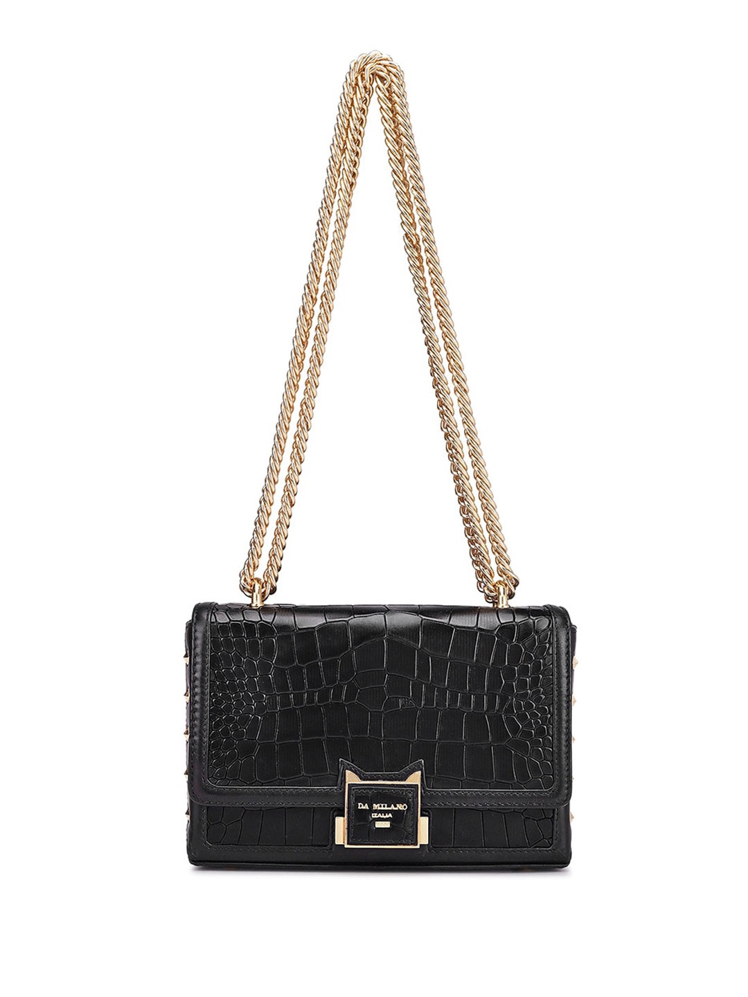 

Da Milano Textured Leather Shoulder Bag, Black