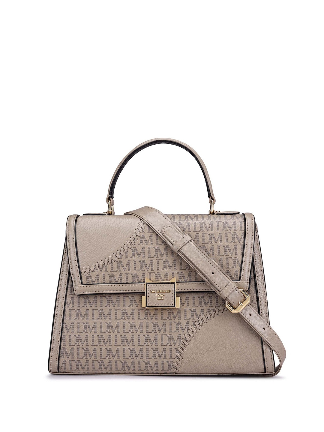 

Da Milano Typography Printed Leather Satchel, Off white