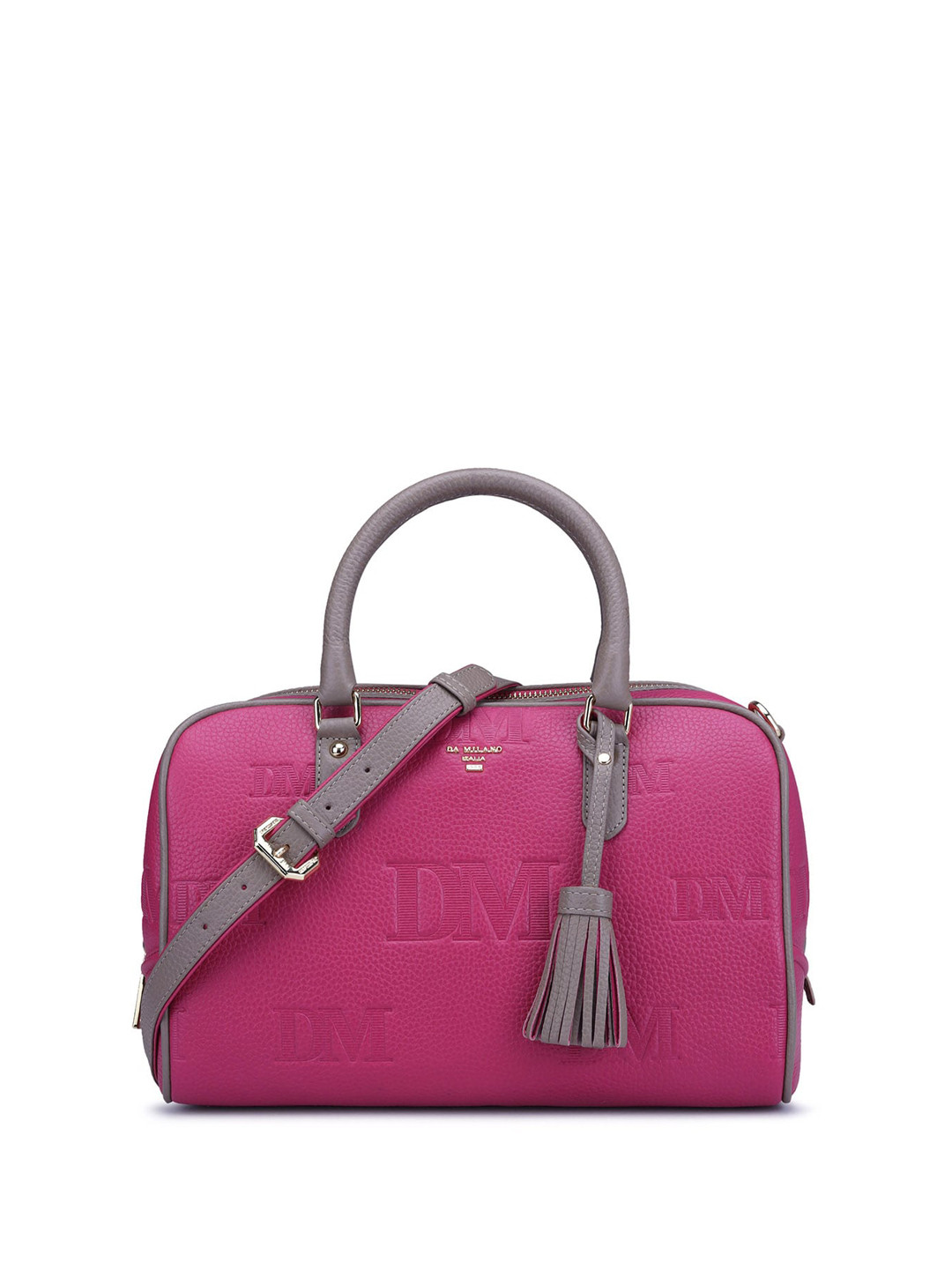 

Da Milano Textured Leather Tasselled Handheld Bag, Pink