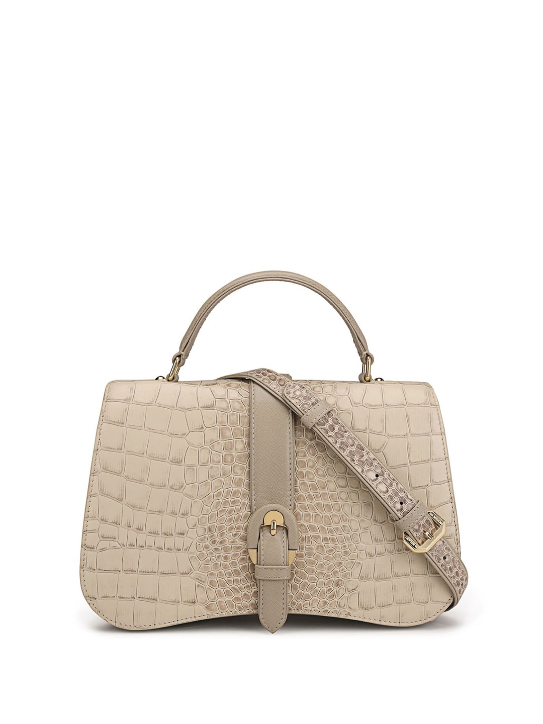 

Da Milano Animal Textured Leather Handheld Bag, Cream