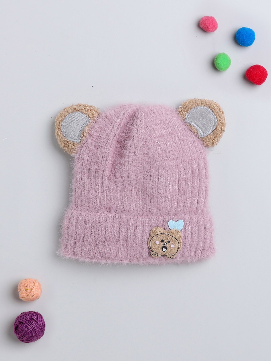 

The Magic Wand Kids Self Design Woollen Beanie, Pink