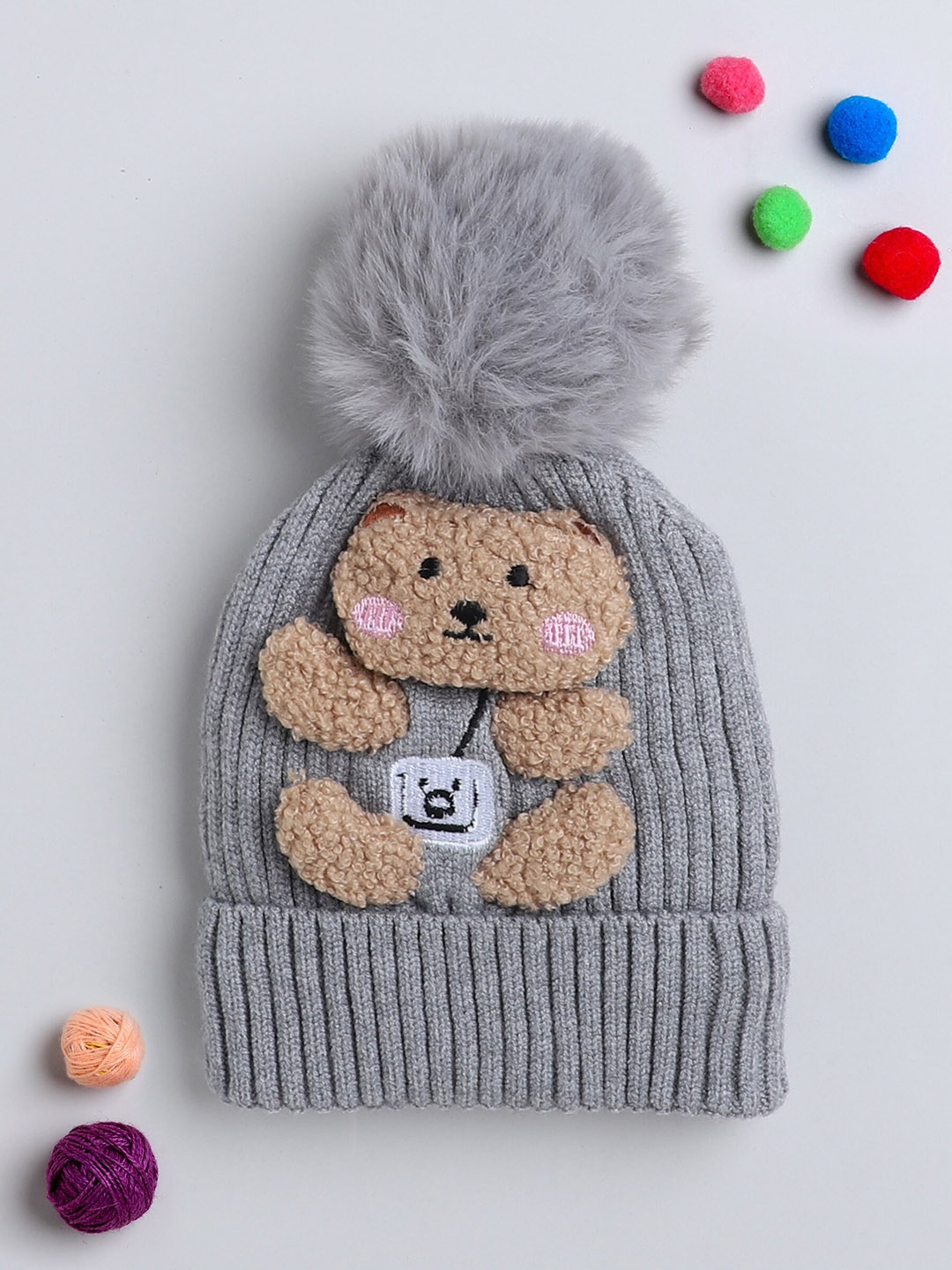 

The Magic Wand Kids Self Design Woollen Beanie, Grey