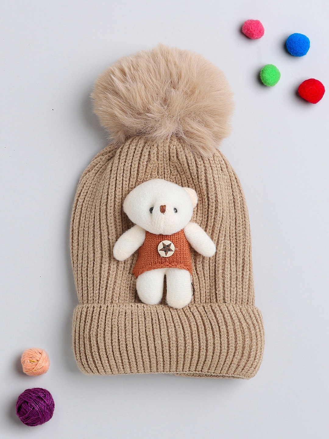 

The Magic Wand Kids Self Design Woollen Beanie, Brown