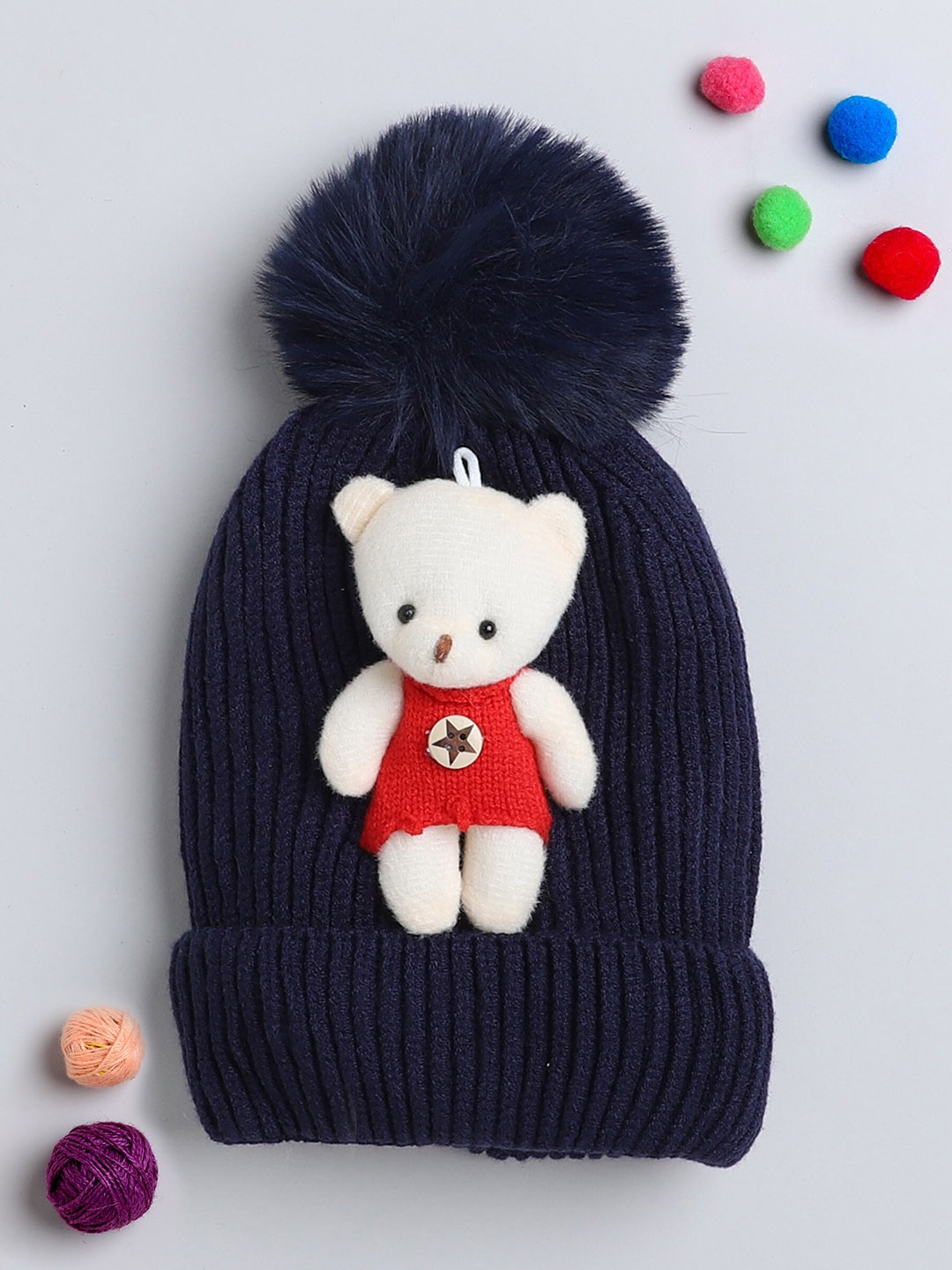 

The Magic Wand Kids Self Design Woollen Beanie, Navy blue