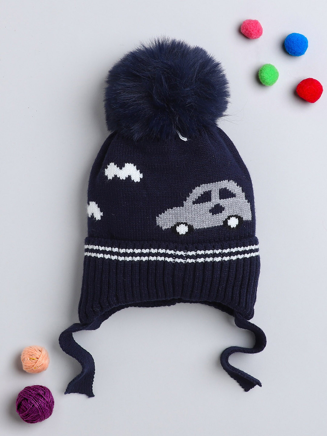 

The Magic Wand Kids Self Design Woollen Beanie, Navy blue