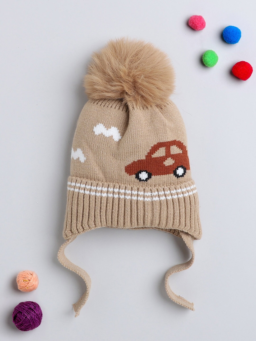 

The Magic Wand Kids Self Design Woollen Beanie, Brown