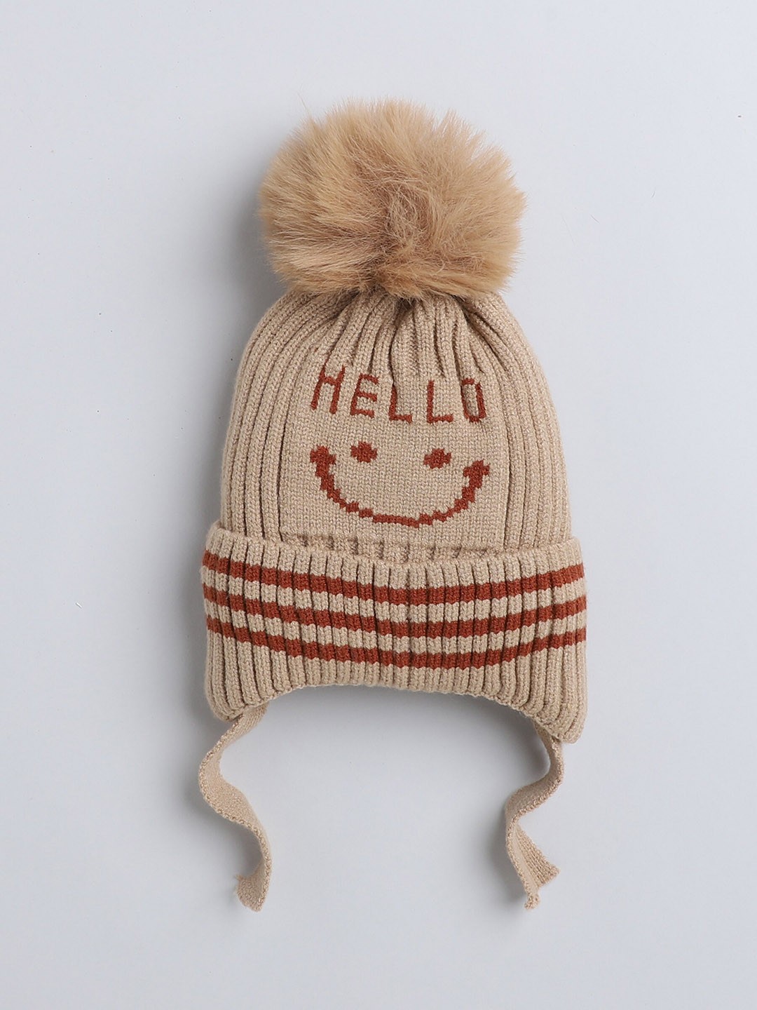 

The Magic Wand Kids Self Design Woollen Beanie, Brown