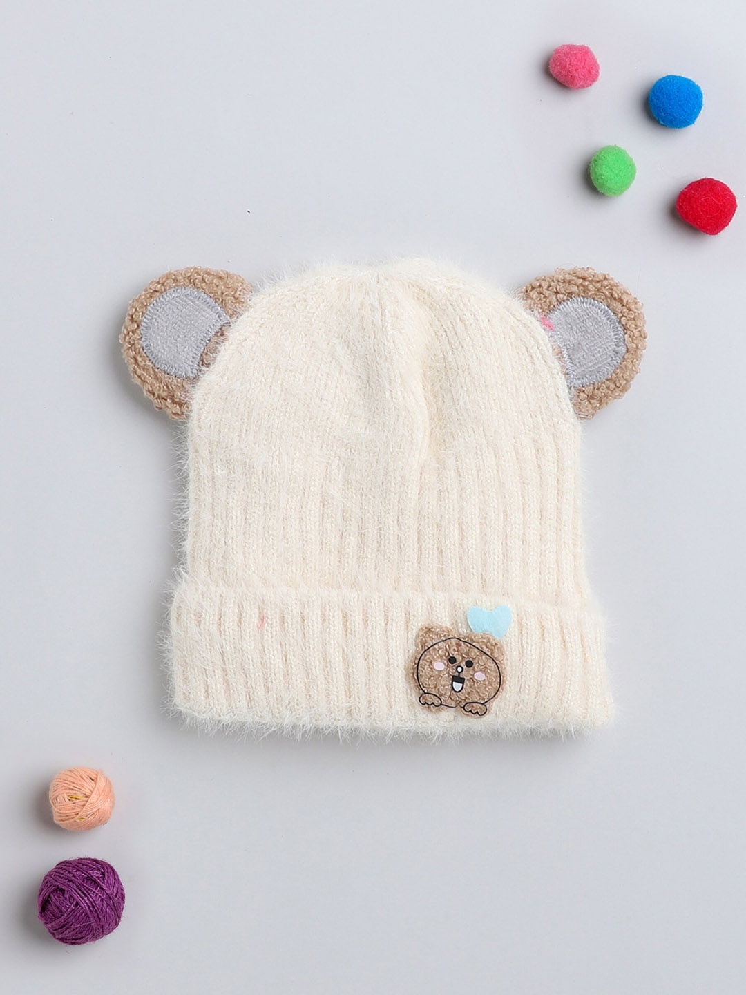 

The Magic Wand Kids Self Design Woollen Beanie, Off white