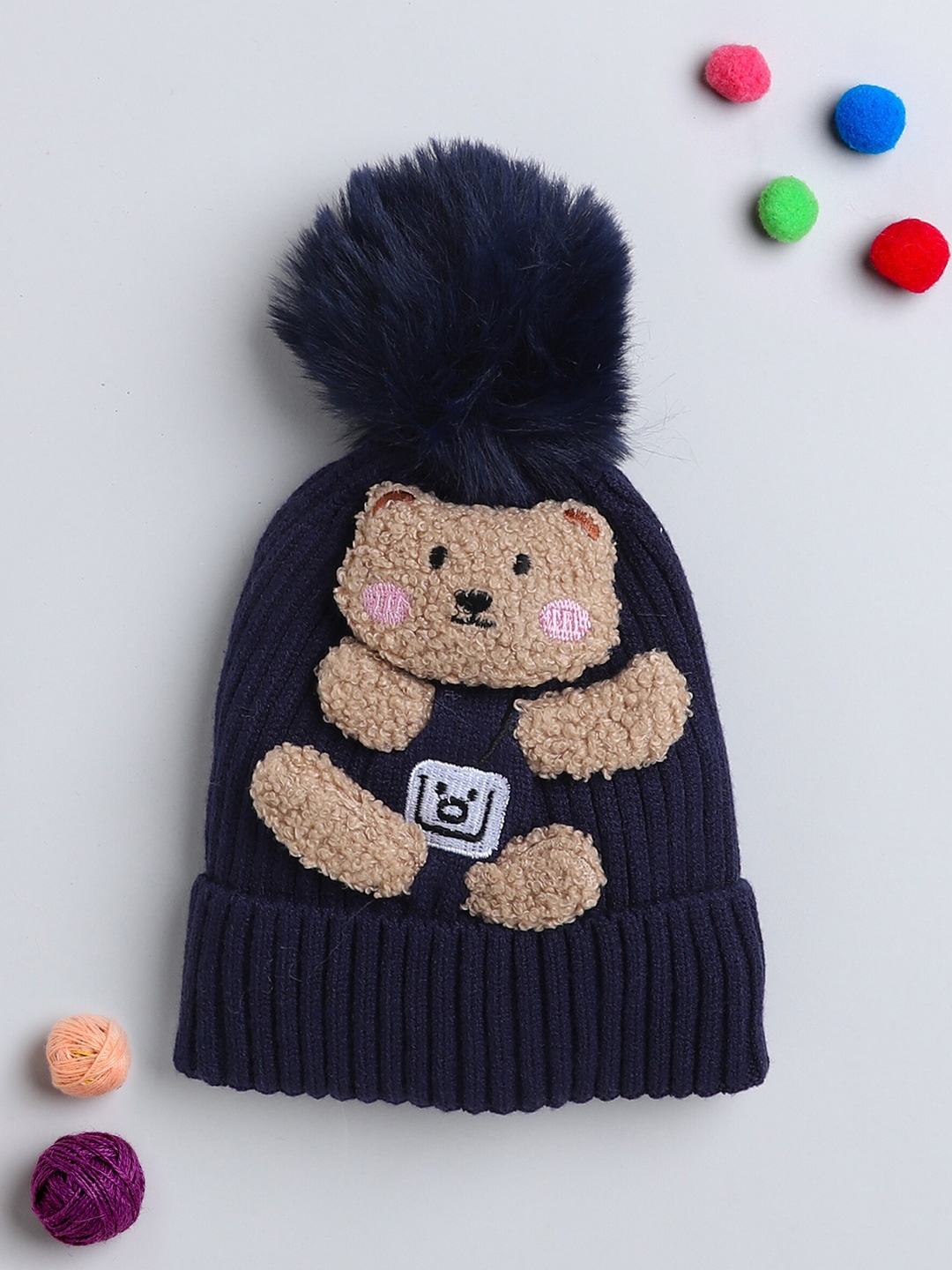 

The Magic Wand Kids Self Design Woollen Beanie, Navy blue