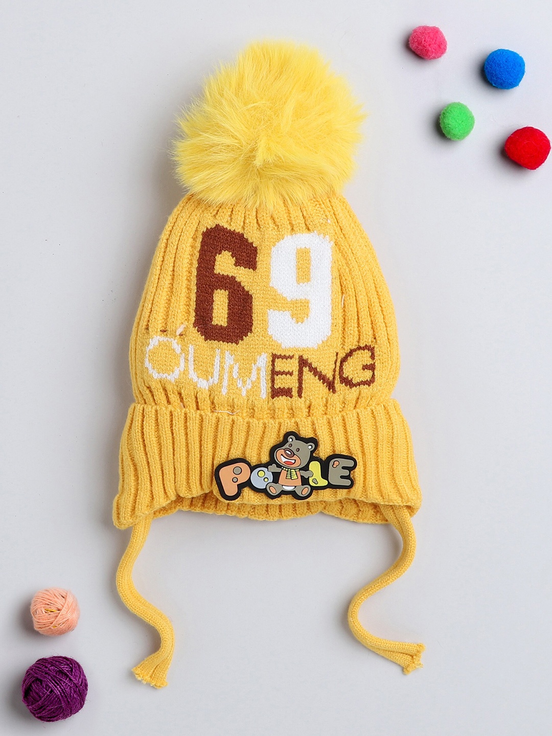 

The Magic Wand Kids Self Design Woollen Beanie, Yellow