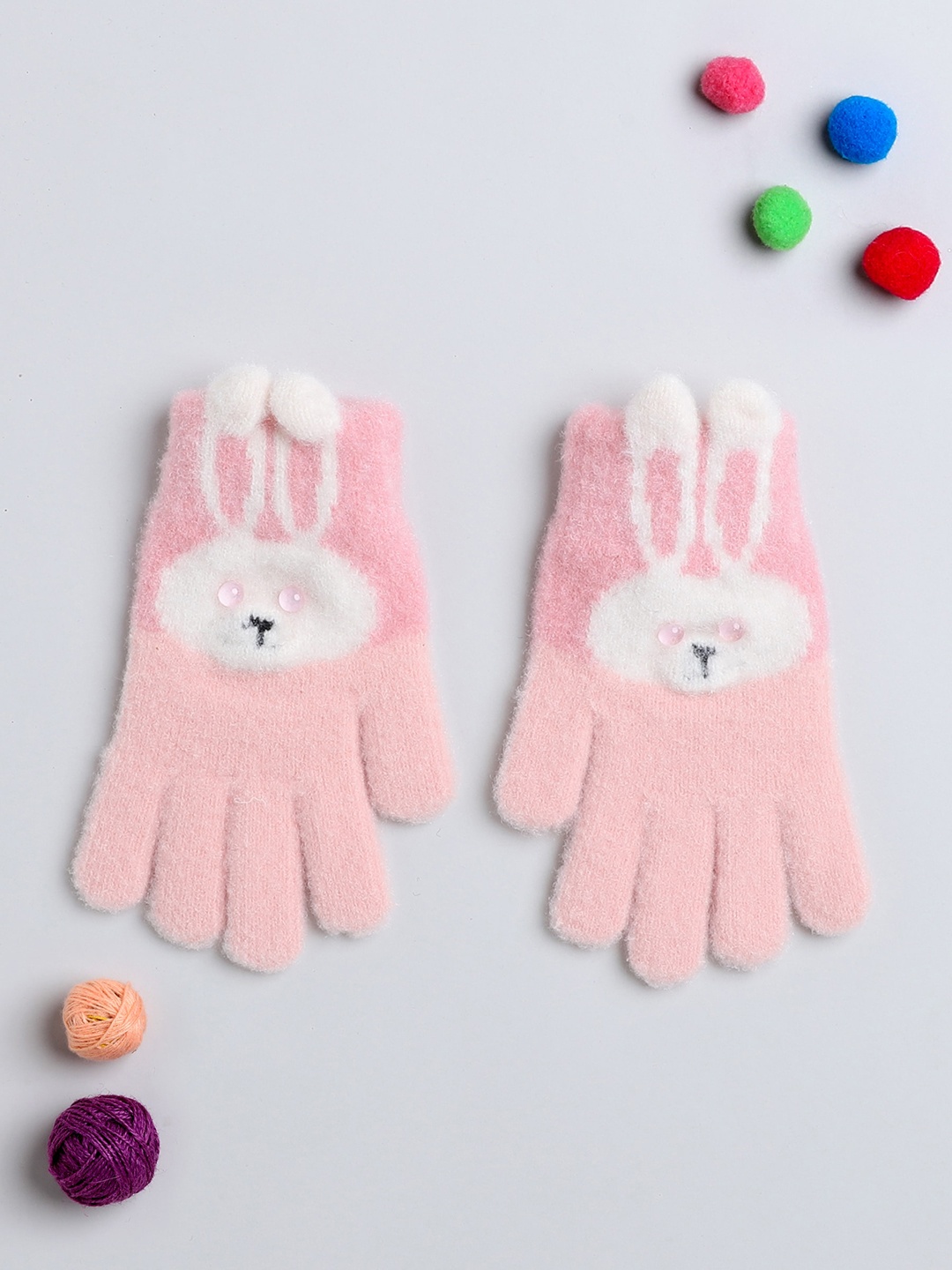 

The Magic Wand Girls Patterned Woollen Hand Gloves, Pink