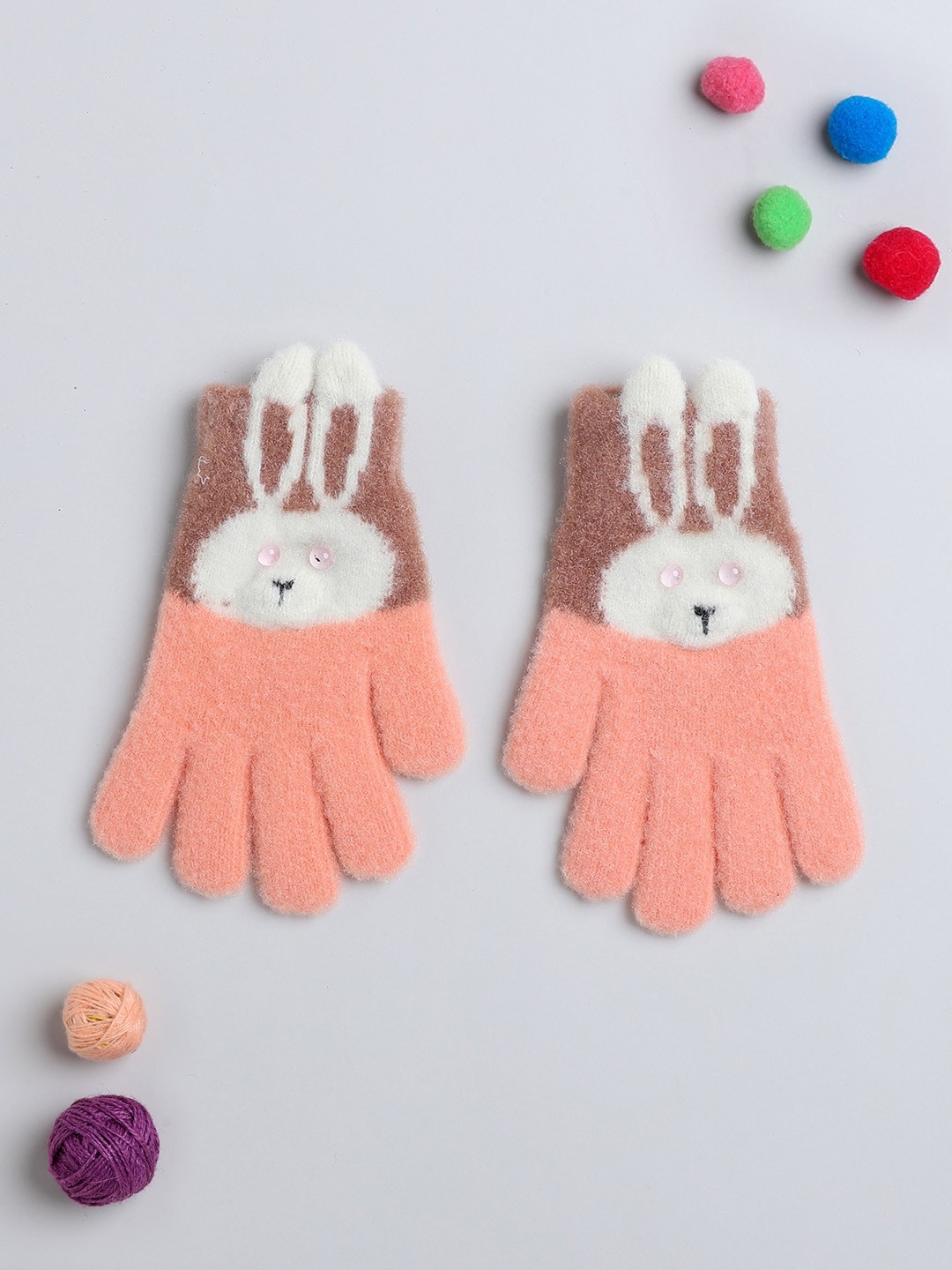 

The Magic Wand Girls Patterned Hand Gloves, Peach