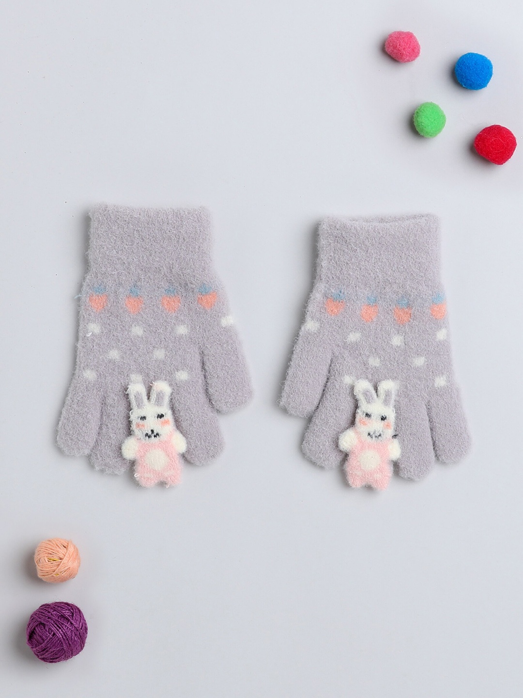 

The Magic Wand Girls Patterned Woollen Hand Gloves, Grey