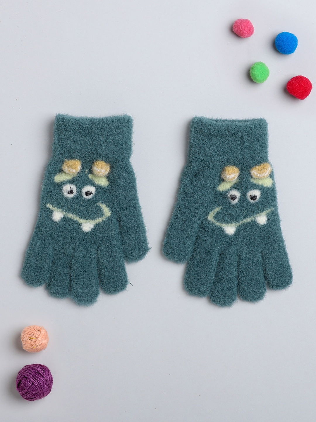 

The Magic Wand Girls Patterned Woollen Hand Gloves, Green