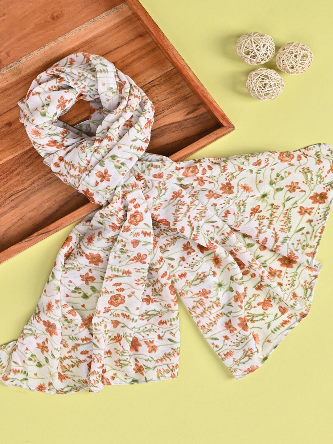 

Jewelz Floral Printed Stole, White