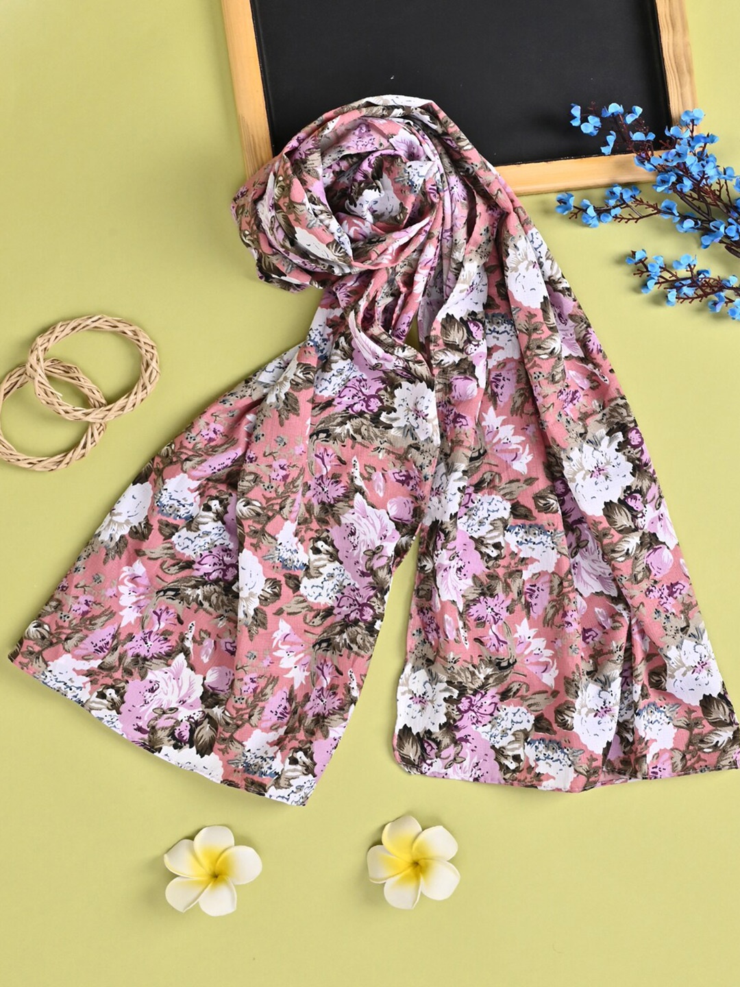 

Jewelz Floral Printed Stole, Pink