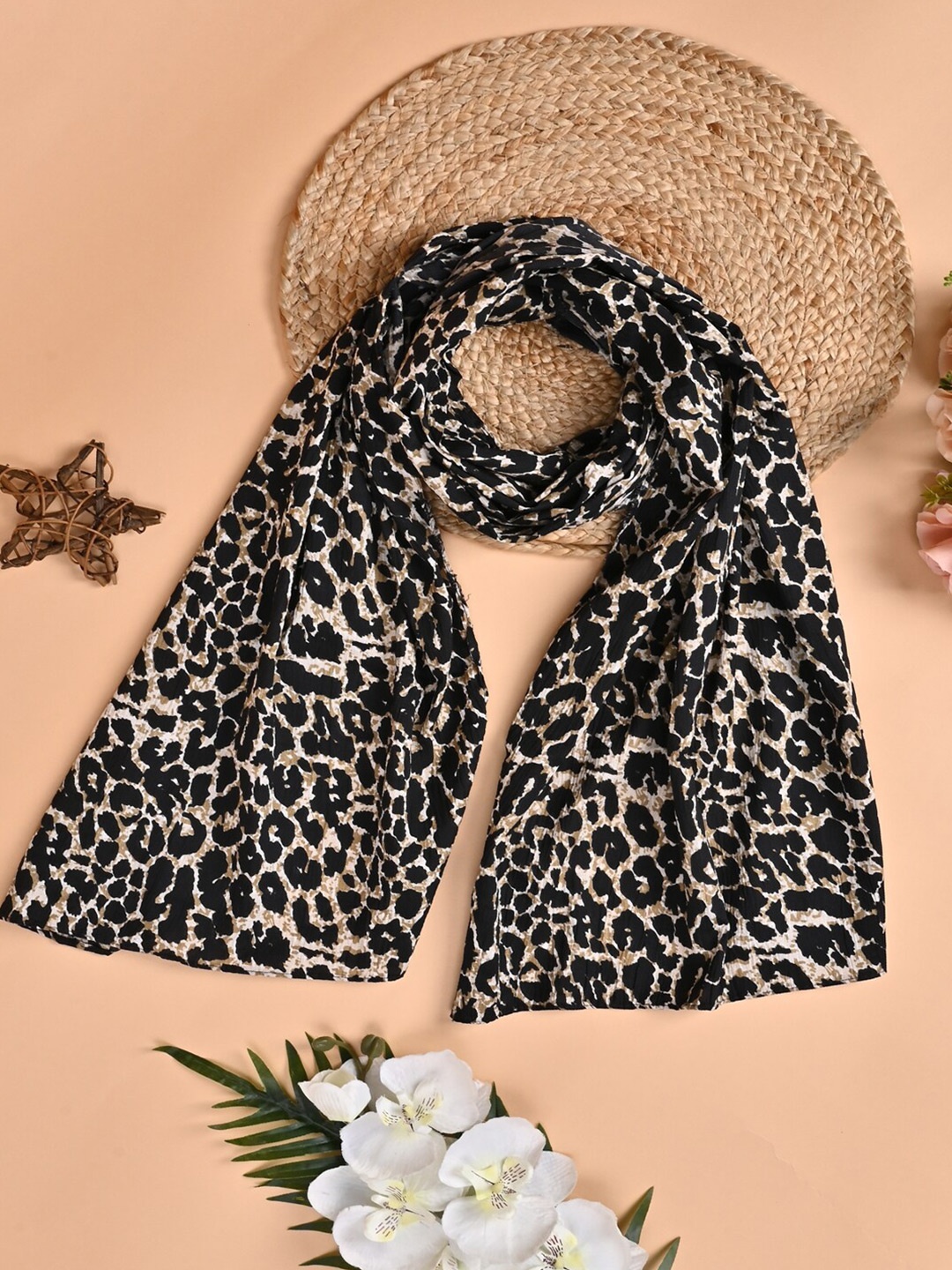 

Jewelz Animal Printed Stole, Black