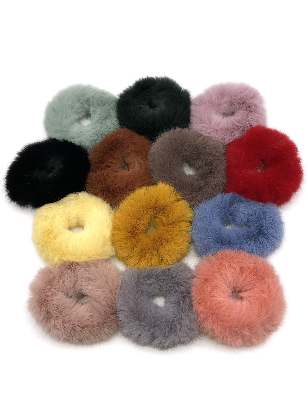 

DN Creation Set Of 24 Fur Scrunchies Ponytail Holders, Assorted