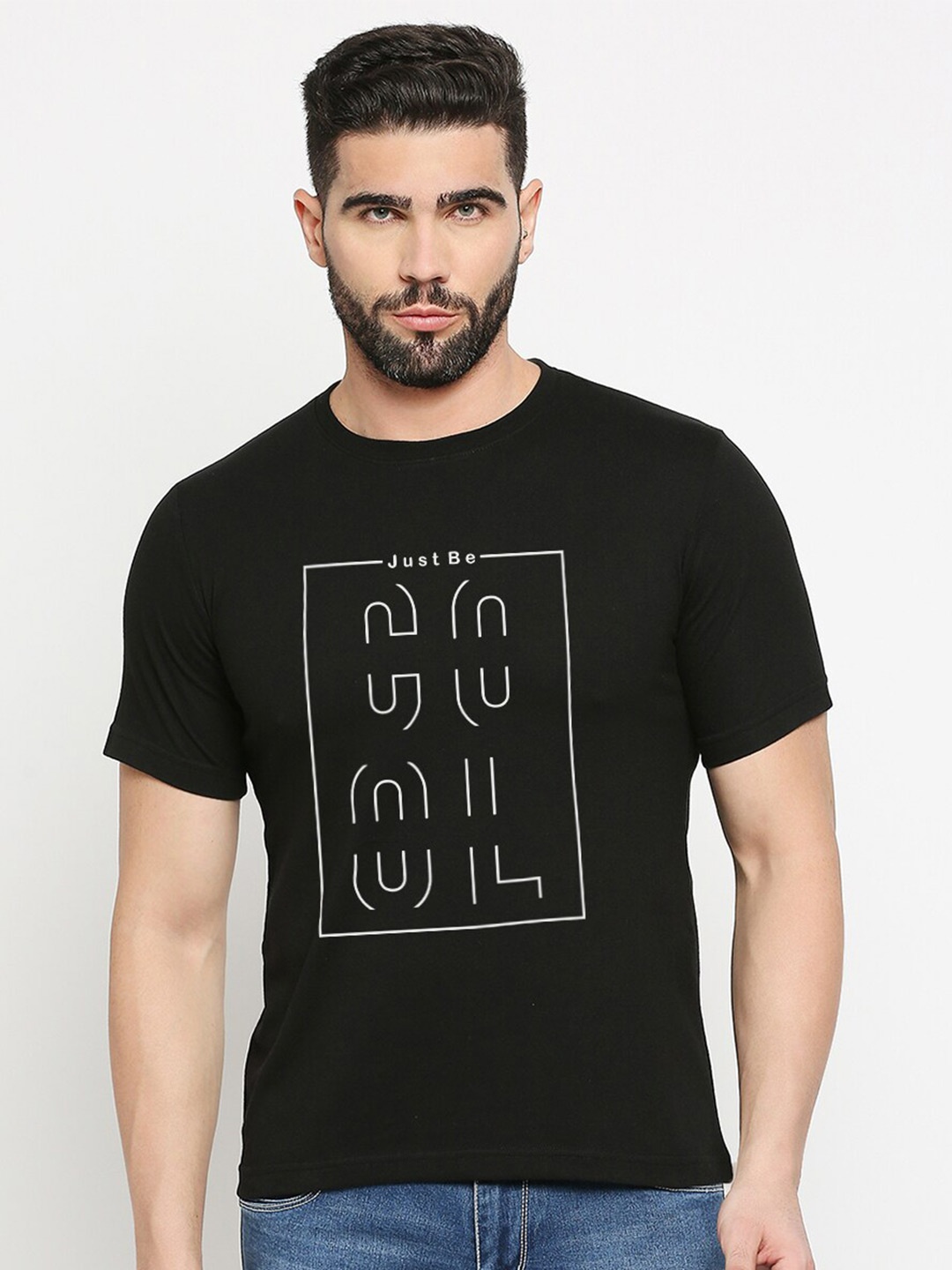 

MOD ECRU Graphic Printed Cotton T-shirt, Black