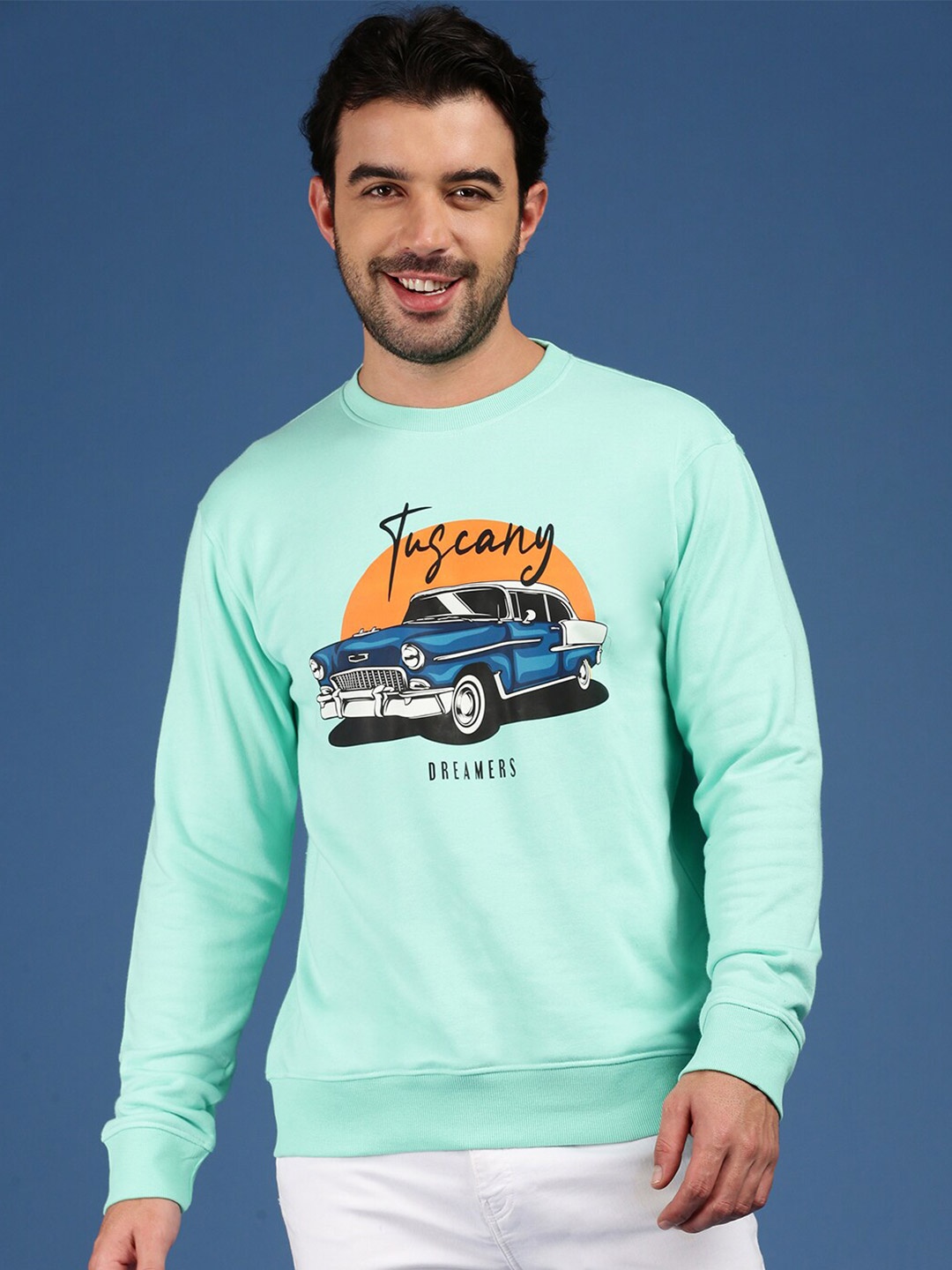 

Mast & Harbour Graphic Printed Pure Cotton Sweatshirt, Green