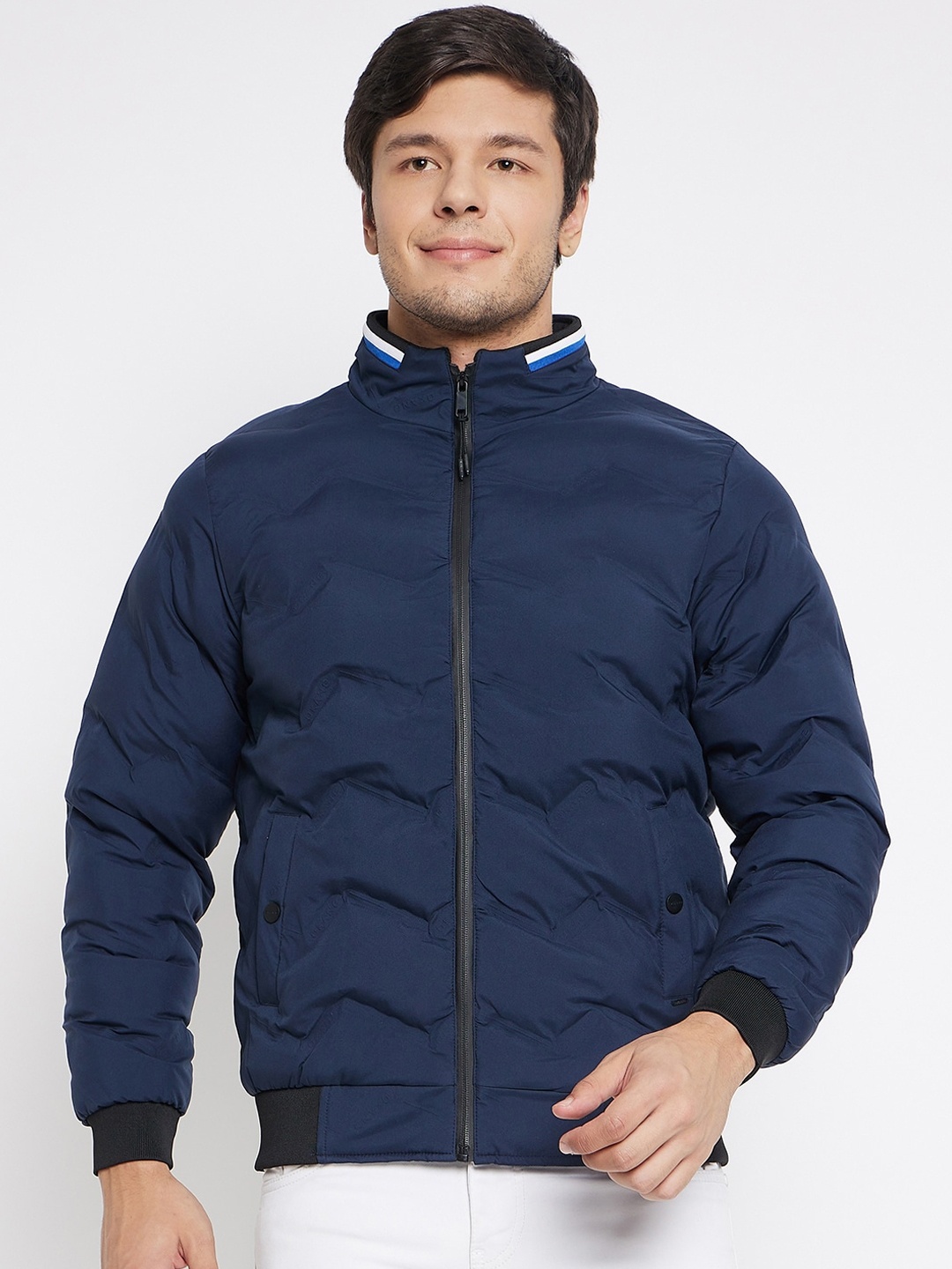 

Okane Mock Collar Lightweight Padded Jacket, Navy blue