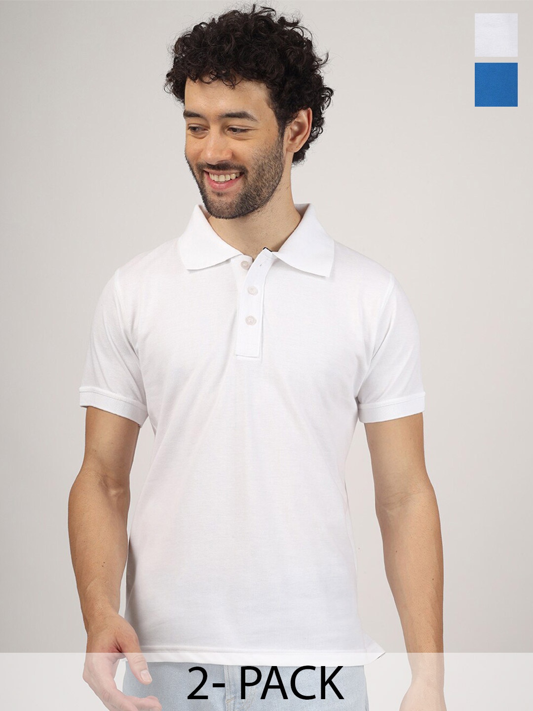 

Greylongg Pack Of 2 Polo Collar T-shirt, White