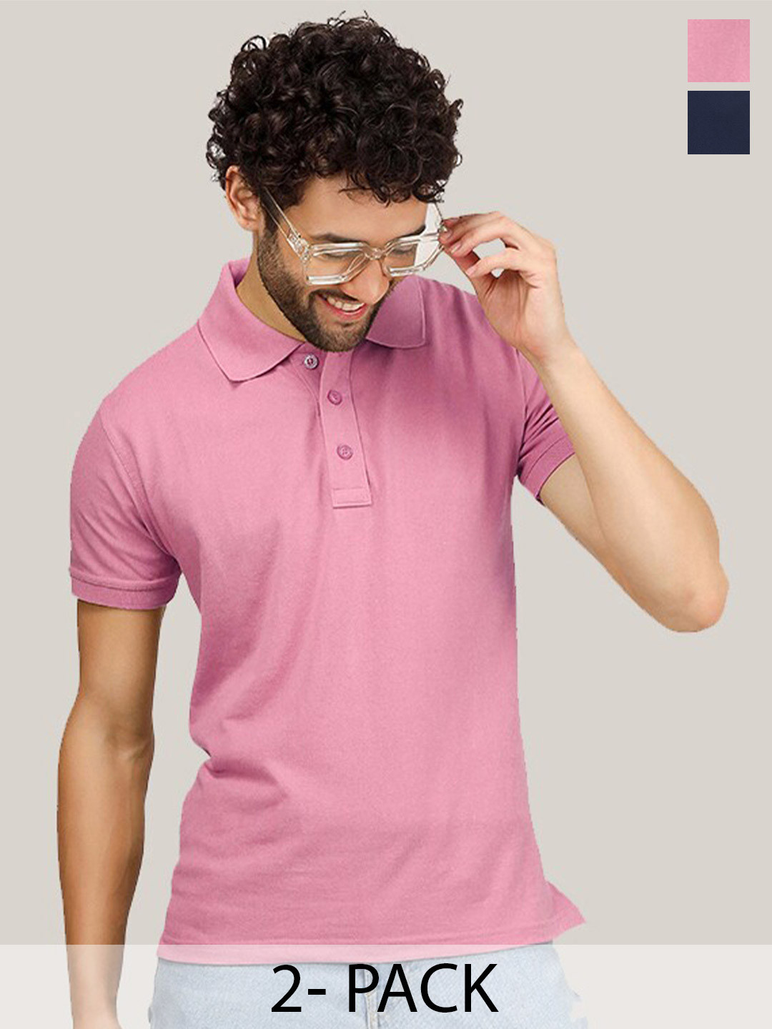 

Greylongg Pack Of 2 Polo Collar T-shirts, Navy blue