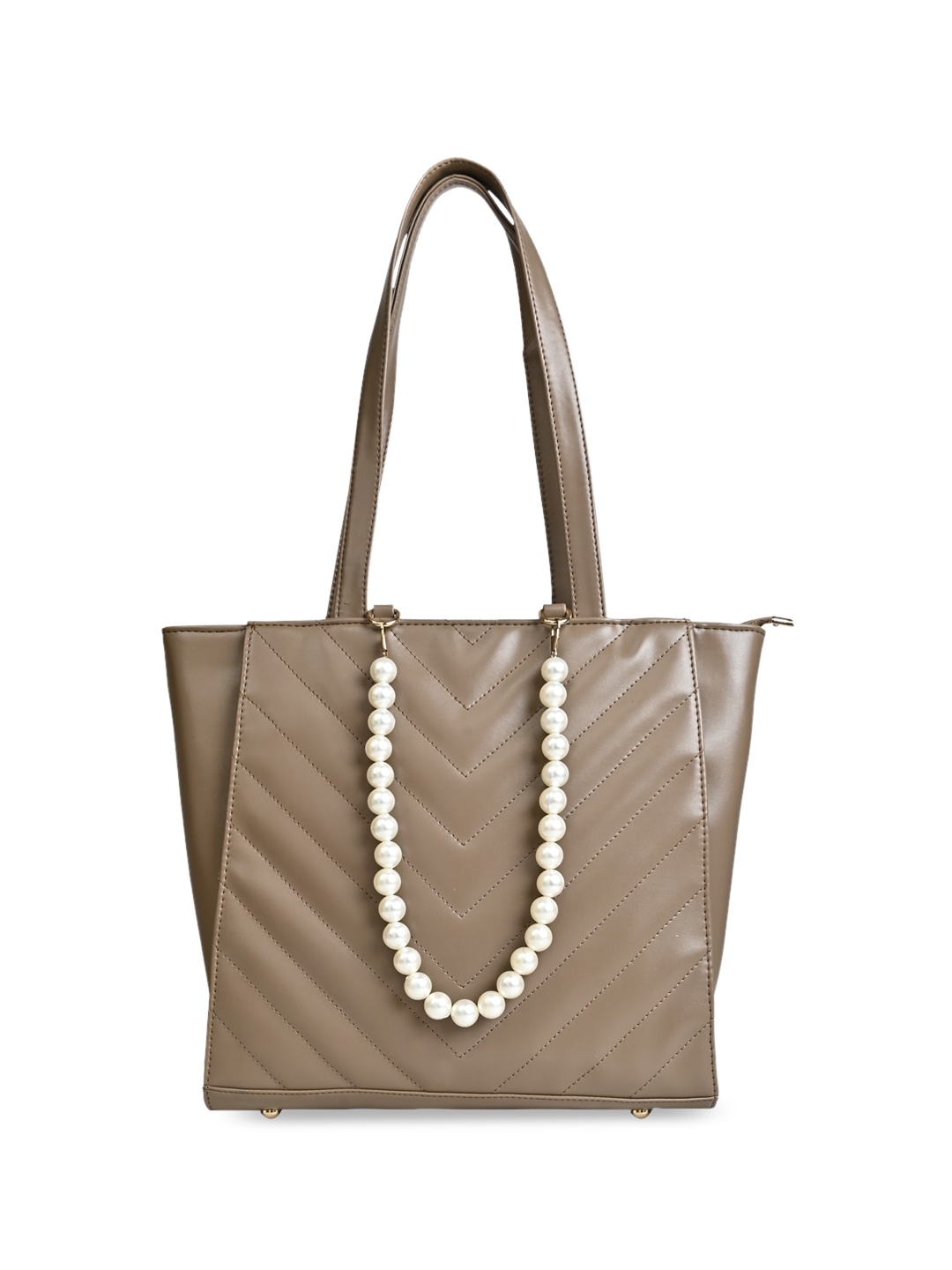 

Rocia Structured Shoulder Bag With Quilted Details, Beige