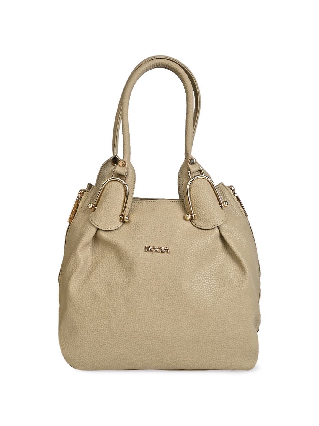 

Rocia Textured Structured Handheld Bag, Beige