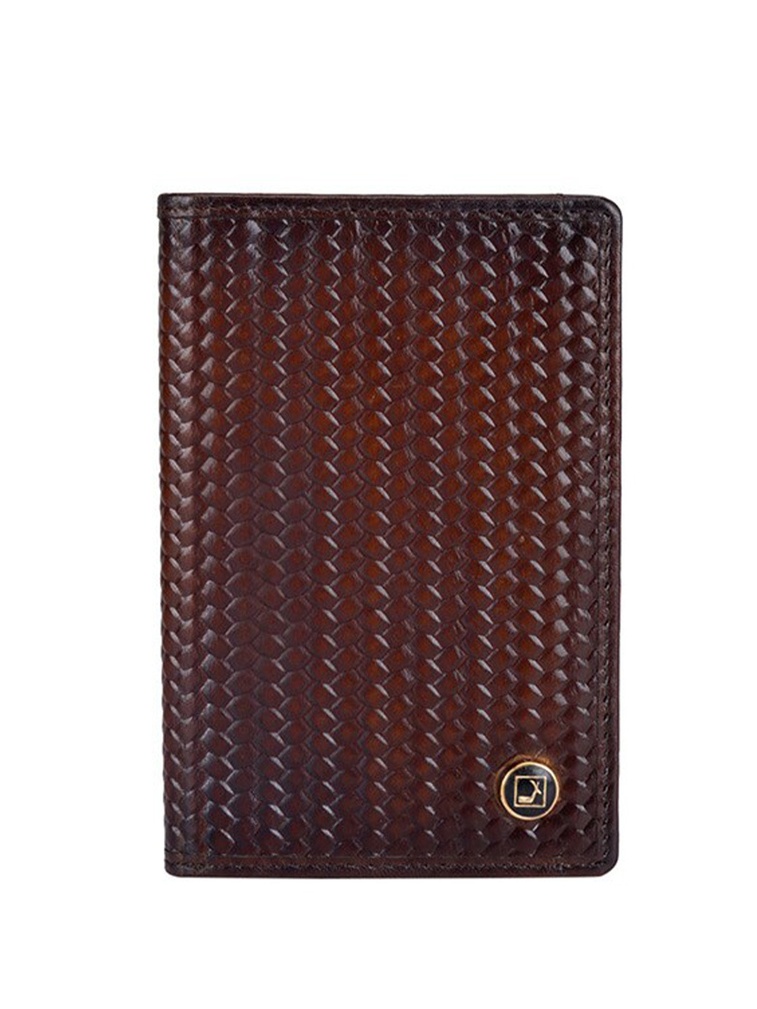 

Da Milano Geometric Textured Leather Two Fold Wallet, Brown