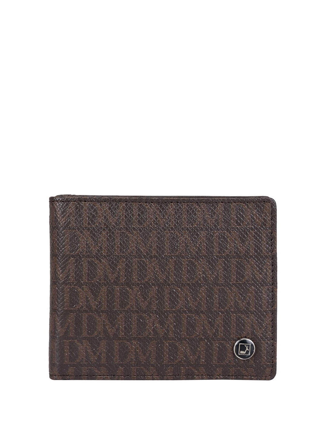 

Da Milano Typography Printed Leather Two Fold Wallet, Brown