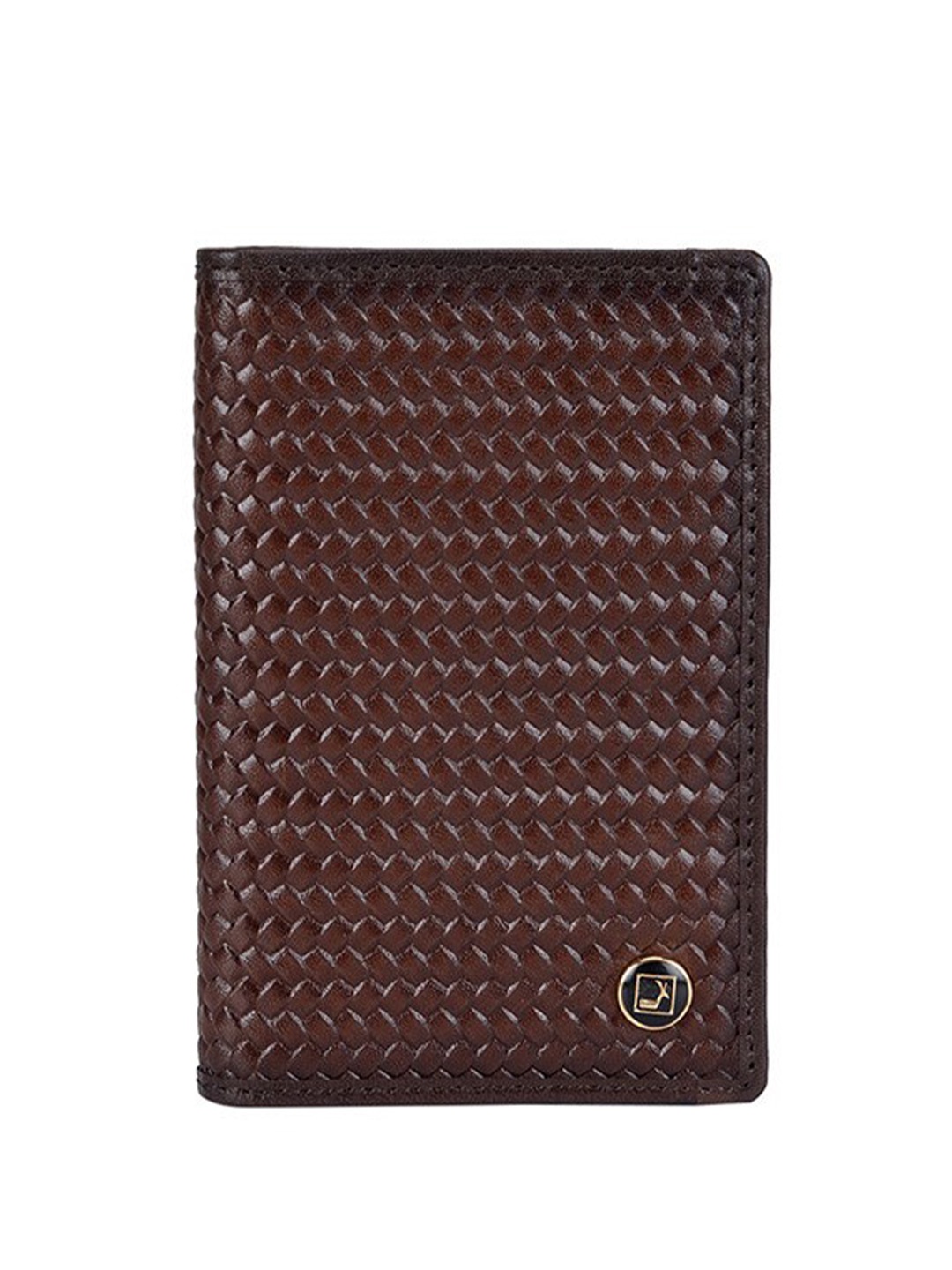 

Da Milano Geometric Textured Leather Two Fold Wallet, Brown