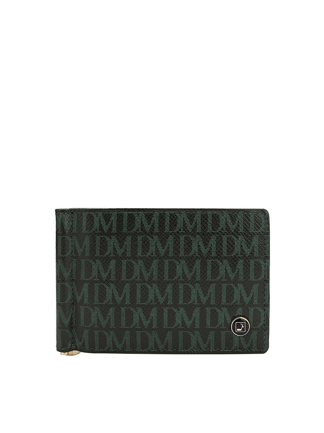 

Da Milano Men Typography Printed Leather Two Fold Wallet, Green