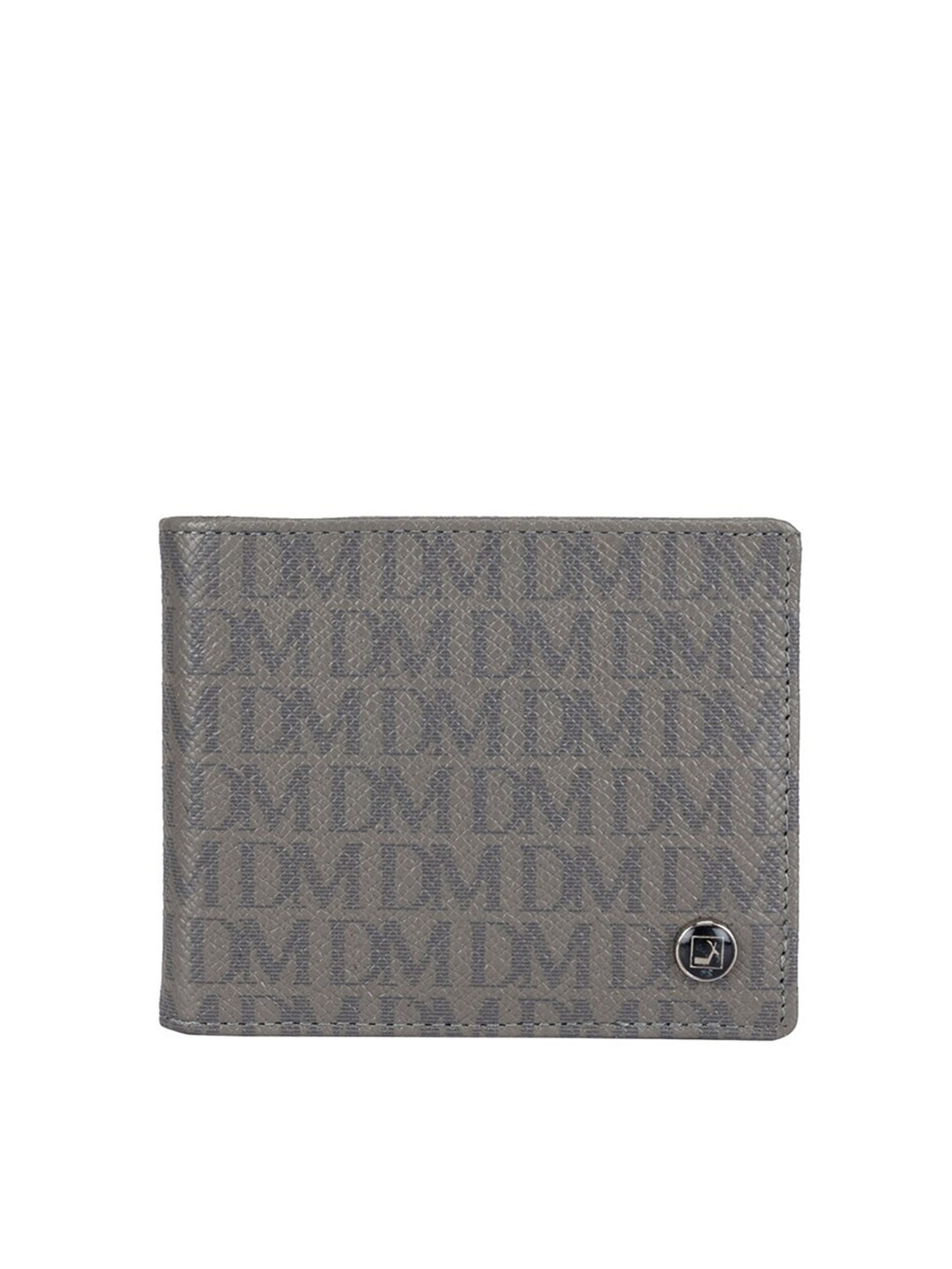 

Da Milano Men Typography Printed Leather Two Fold Wallet, Grey
