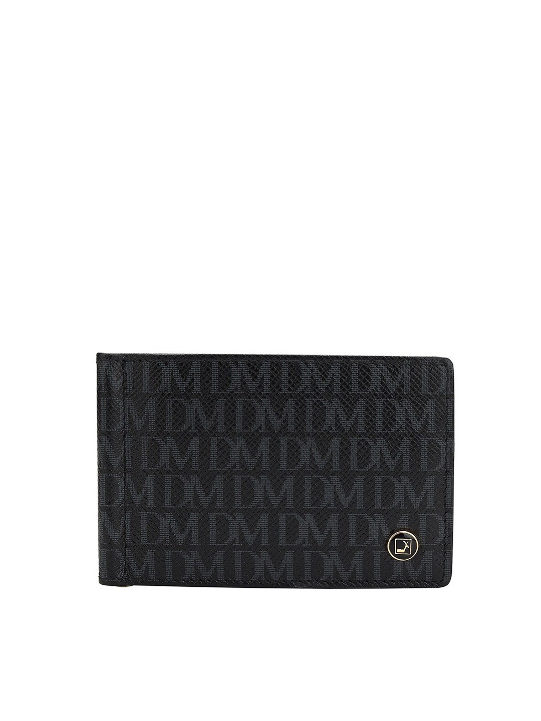 

Da Milano Men Typography Printed Leather Two Fold Wallet, Black